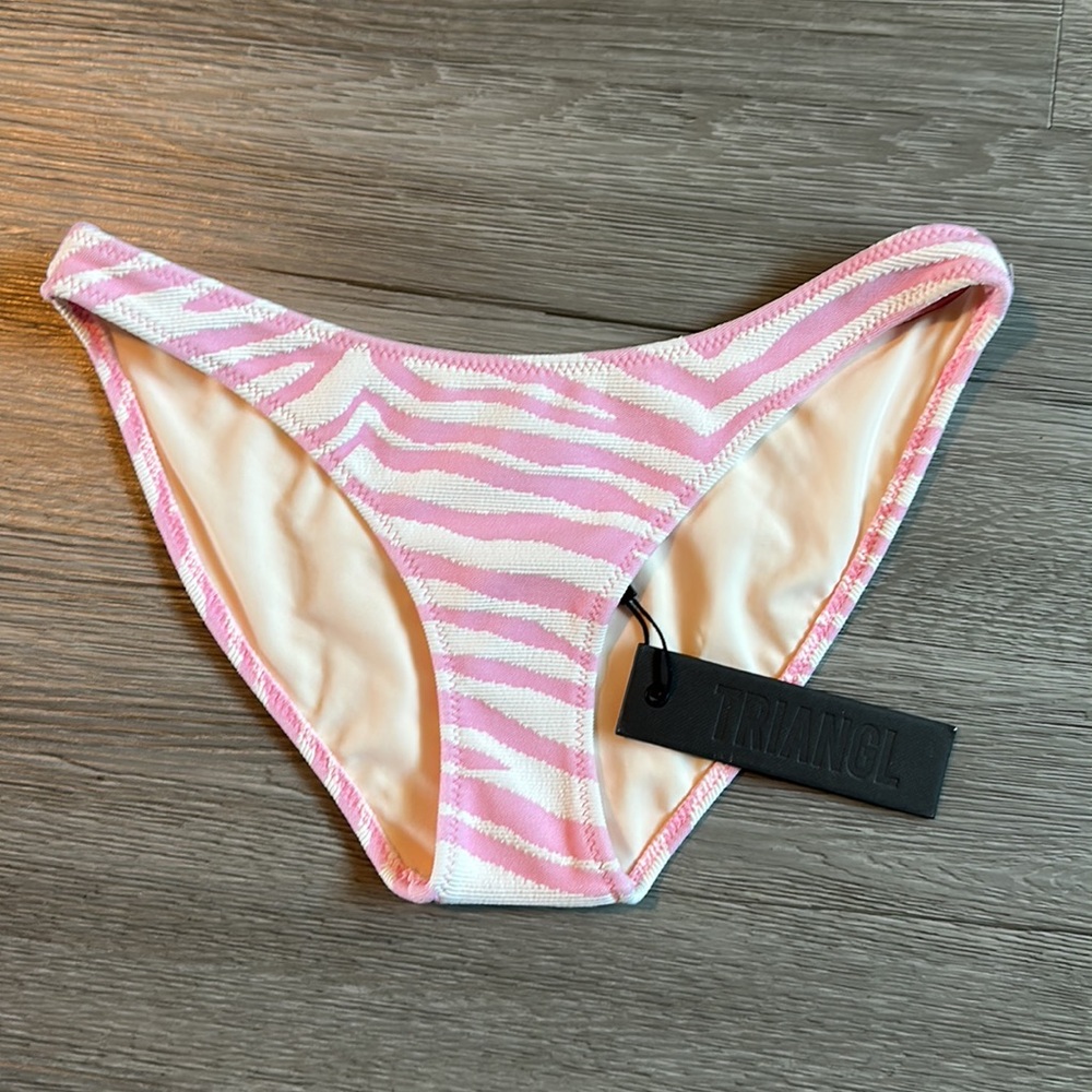 Pink zebra normal swimsuit bottoms.